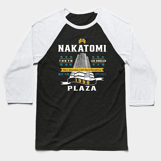 Nakatomi Building Die Hard Baseball T-Shirt by Alema Art